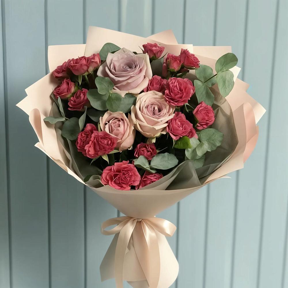 Букет цветов из: Гвоздики и Розы в Чистеньком