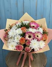 Букет цветов из:  Розы, Герберы и Хризантемы в Чистеньком
