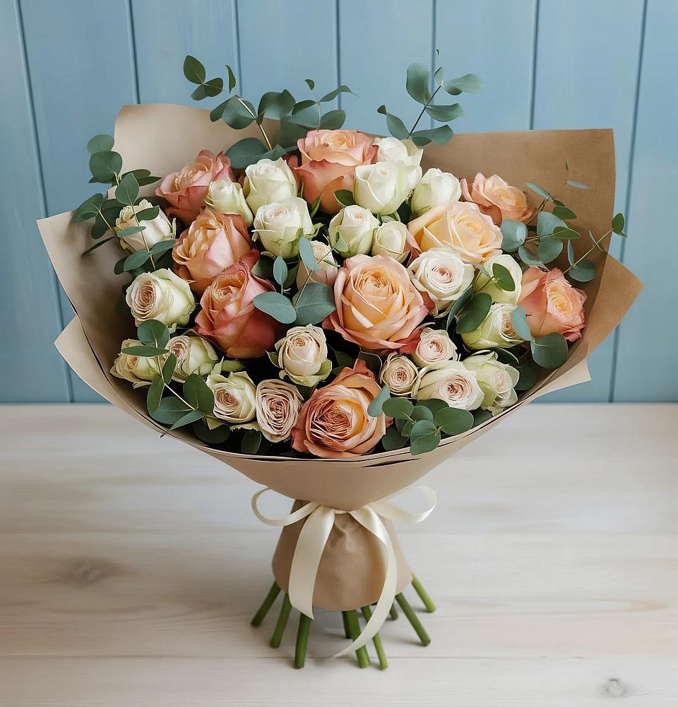 Букет цветов из: Альстромерии и Розы в Чистеньком