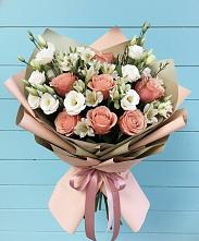 Букет цветов из:  Розы, Альстромерии и Лизиантусы в Чистеньком