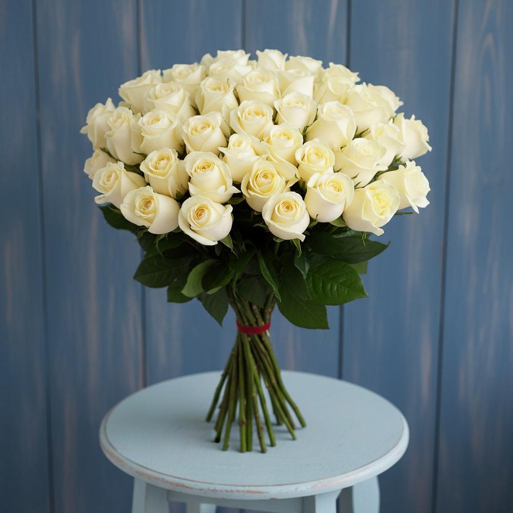 Букет 51 Белая роза Эдлесс Лав в Чистеньком