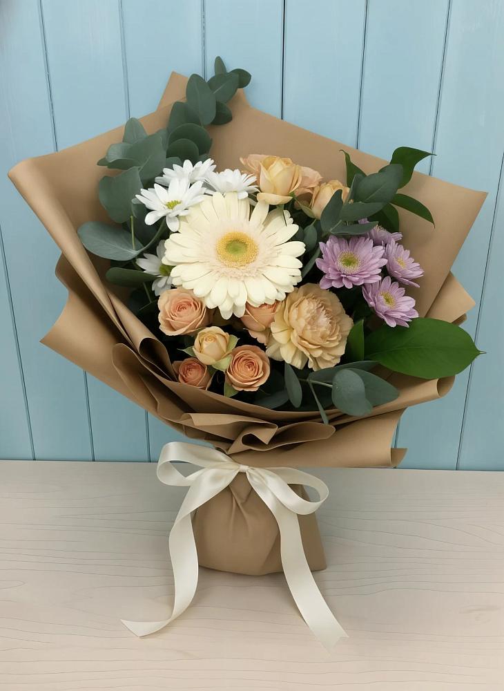 Букет цветов из: Герберы и Хризантемы в Чистеньком