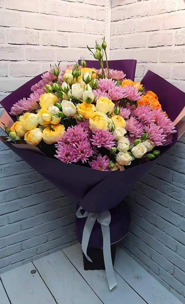 Букет цветов из: Хризантемы и Розы в Чистеньком