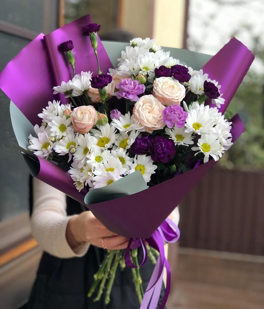 Букет цветов из: Хризантемы, Гвоздики и Розы в Чистеньком