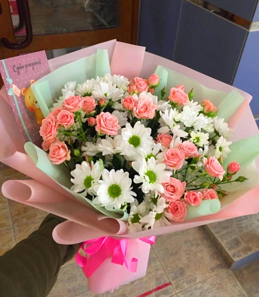 Букет цветов из: Розы и Хризантемы в Чистеньком