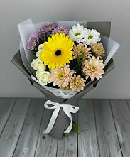 Букет цветов из:  Розы, Герберы и Хризантемы #REPLACE_PRED# Чистеньком