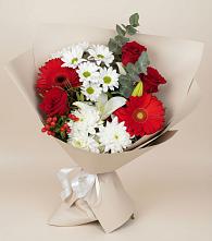 Букет цветов из:  Розы, Хризантемы, Герберы и Лилии в Чистеньком