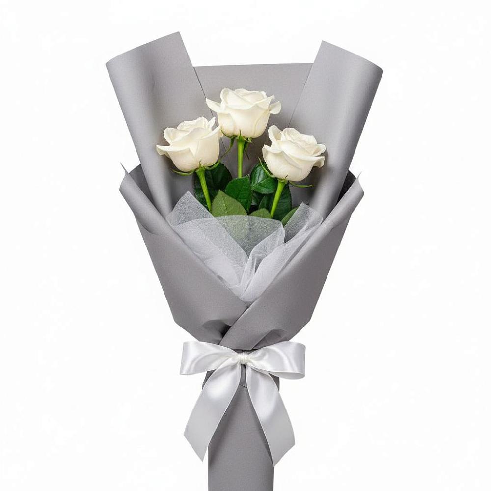 Букет 3 белые розы в Чистеньком