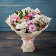 Букет цветов из:  Хризантемы, Альстромерии и Розы в Чистеньком