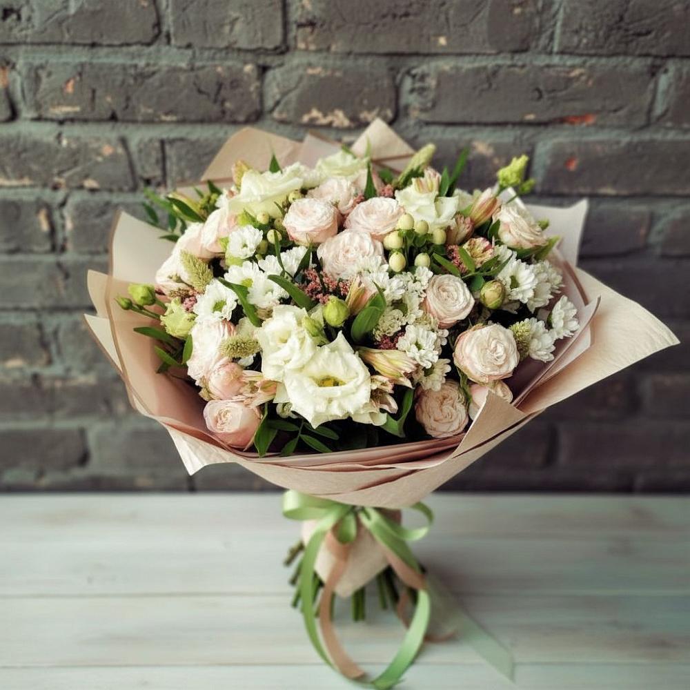 Букет цветов из: Альстромерии, Розы и Хризантемы в Чистеньком