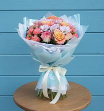 Букет цветов из:  Хризантемы и Розы в Чистеньком