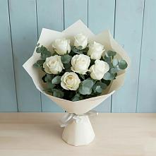 Букет Белые розы в Эвкалипте в Чистеньком